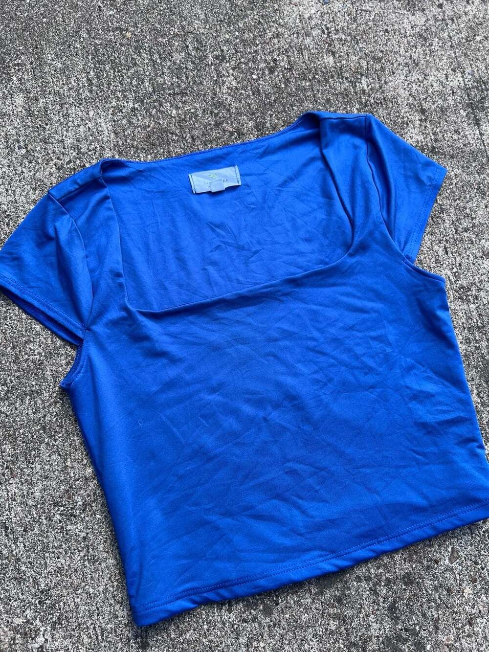 Z-Live in the Moment Square Neck Cap Sleeve Crop Top Royal Blue (S)